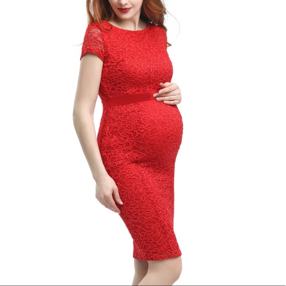 NWOT - kimi + kai Maternity Lace Midi Dress